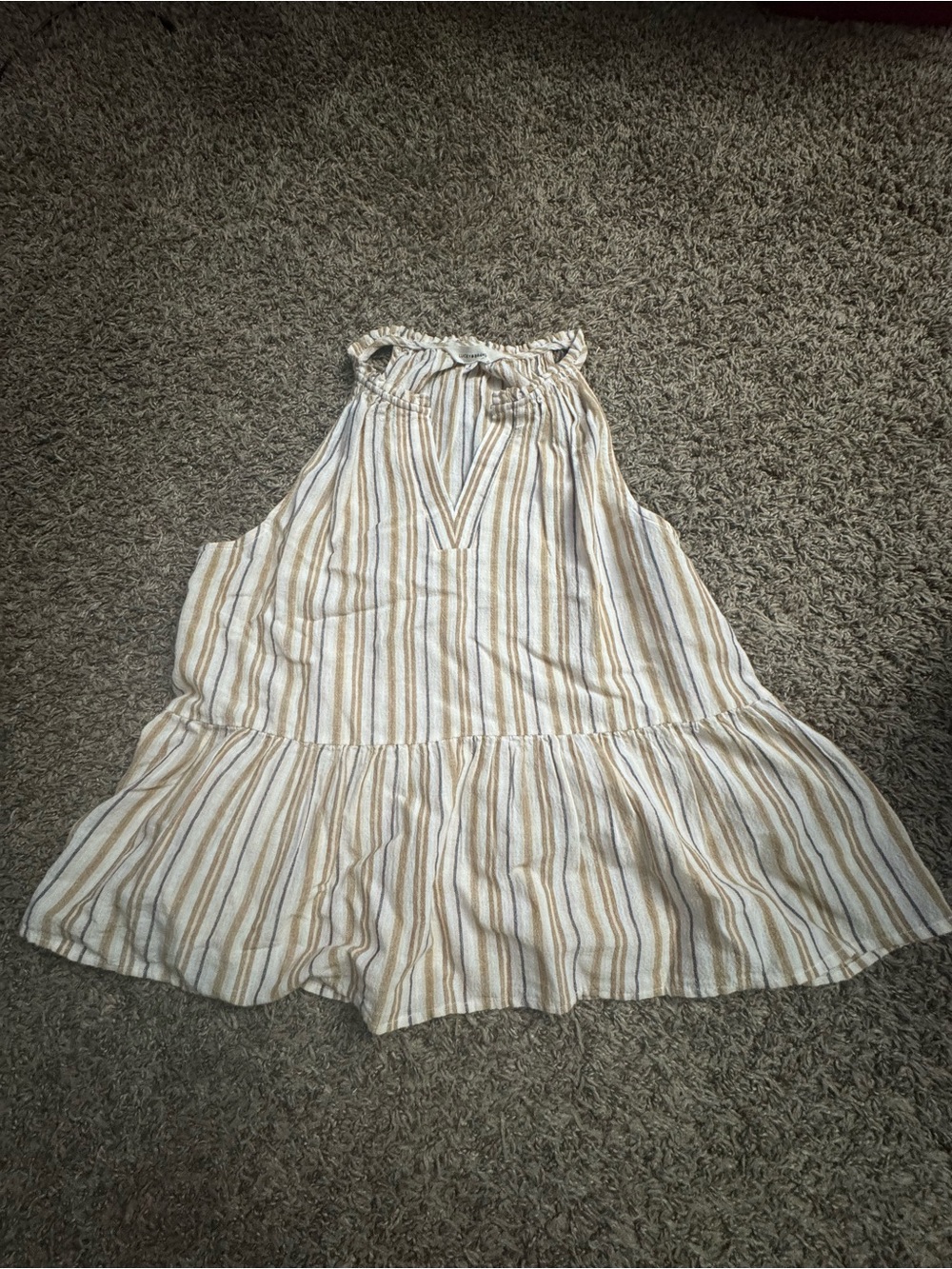 Lucky Brand Cream and Tan Striped